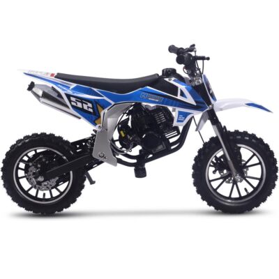 MotoTec Warrior 52cc 2-Stroke Kids Gas Dirt Bike Blue