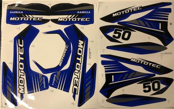 MotoTec Dirt Bike Gazzela Sticker Kit Blue - Image 2