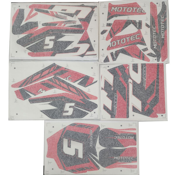 MotoTec 60v 2000w Pro Dirt Bike Sticker Kit - Red - Image 2