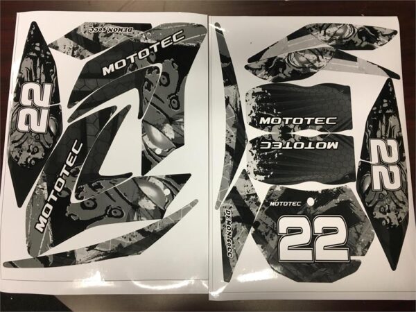 MotoTec 50cc Demon White Sticker Kit - Image 2